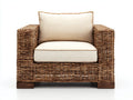 Fauteuil de jardin - rotin - bois - 91x85x75 cm - brun-beige - style naturel