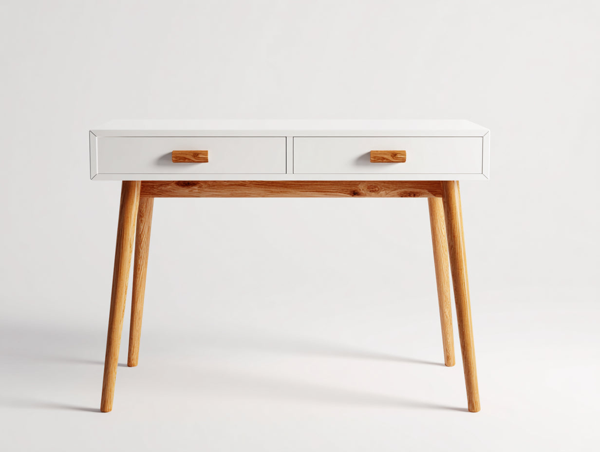 Bureau-bois-108x46x76 cm-blanc-naturel-style minimaliste