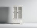 Vitrine - Bois-Verre-Métal - 82x40x190 cm - Blanc-Doré - Style classique