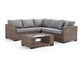 Canapé de jardin - résine tressée-verre-tissu - 250x250x82 cm - naturel-gris - contemporain