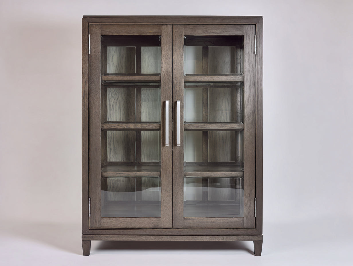 Vitrine - Bois-Verre-Métal - 102x42x165 cm - Brun - Style classique