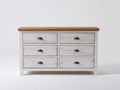Commode - Bois-Métal - 125x43x78 cm - Blanc-Naturel - Style maison de campagne