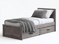 Lit simple - bois - 210x102x86 cm - gris - style contemporain