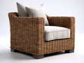 Fauteuil de jardin - rotin - bois - 96x88x80 cm - brun-beige - style bohème