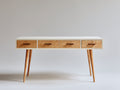 Bureau-bois-128x54x75 cm-blanc-naturel-style nordique