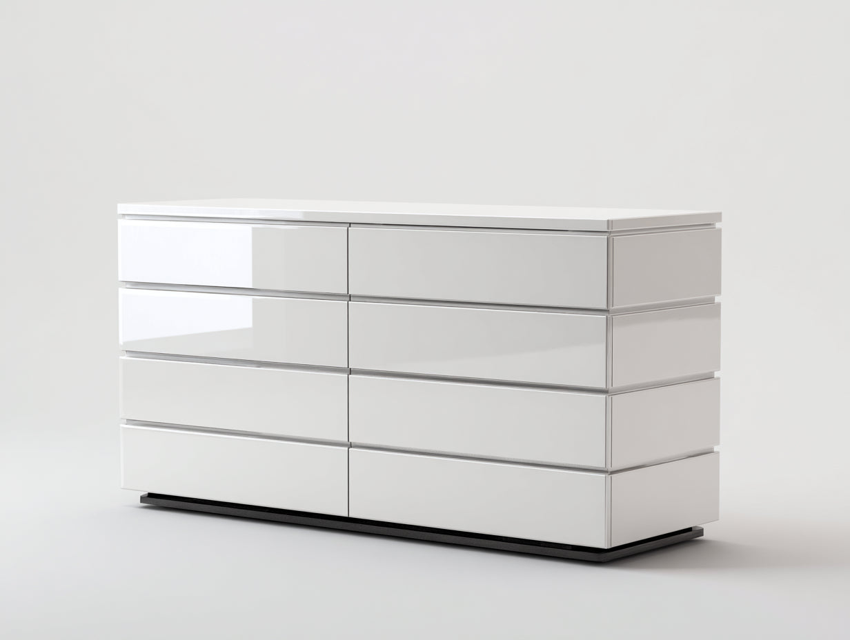 Commode - Bois - 150x45x82 cm - Blanc - Style contemporain