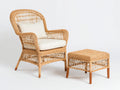 Fauteuil de jardin - rotin-bois-tissu - 82x78x112 cm - naturel-blanc - vintage