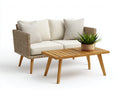 Canapé de jardin - résine tressée-bois-tissu - 148x84x82 cm - naturel-beige - scandinave