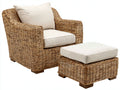 Fauteuil de jardin - rotin-tissu - 92x84x88 cm - naturel-beige - style artisanal