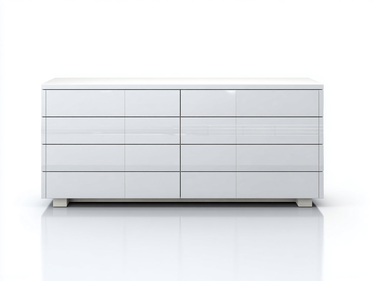 Commode - Bois - 160x47x78 cm - Blanc - Style contemporain