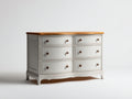Commode - Bois - 135x50x88 cm - Blanc-Naturel - Style classique