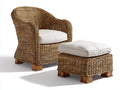 Fauteuil de jardin - rotin-tissu - 90x82x95 cm - naturel-beige - style rustique