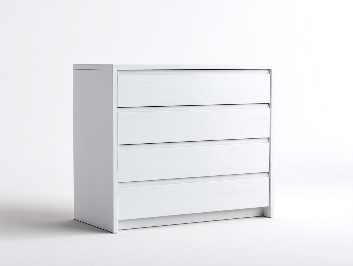 Commode - Bois - 82x45x91 cm - Blanc - Style contemporain