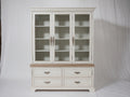 Vitrine - Bois-Verre-Métal - 126x45x215 cm - Blanc-Naturel - Style campagne