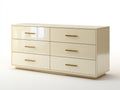 Commode - Bois-Métal - 160x48x78 cm - Crème-Doré - Style contemporain