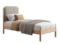 Lit simple - bois - tissu - 208x100x105 cm - bois clair-gris - style scandinave