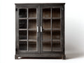 Vitrine - Bois-Verre-Métal - 96x40x138 cm - Brun foncé - Style rustique